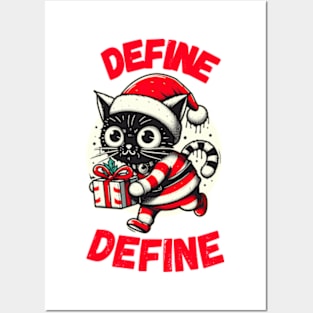 Define Naughty - Funny Naughty Cat Christmas Posters and Art